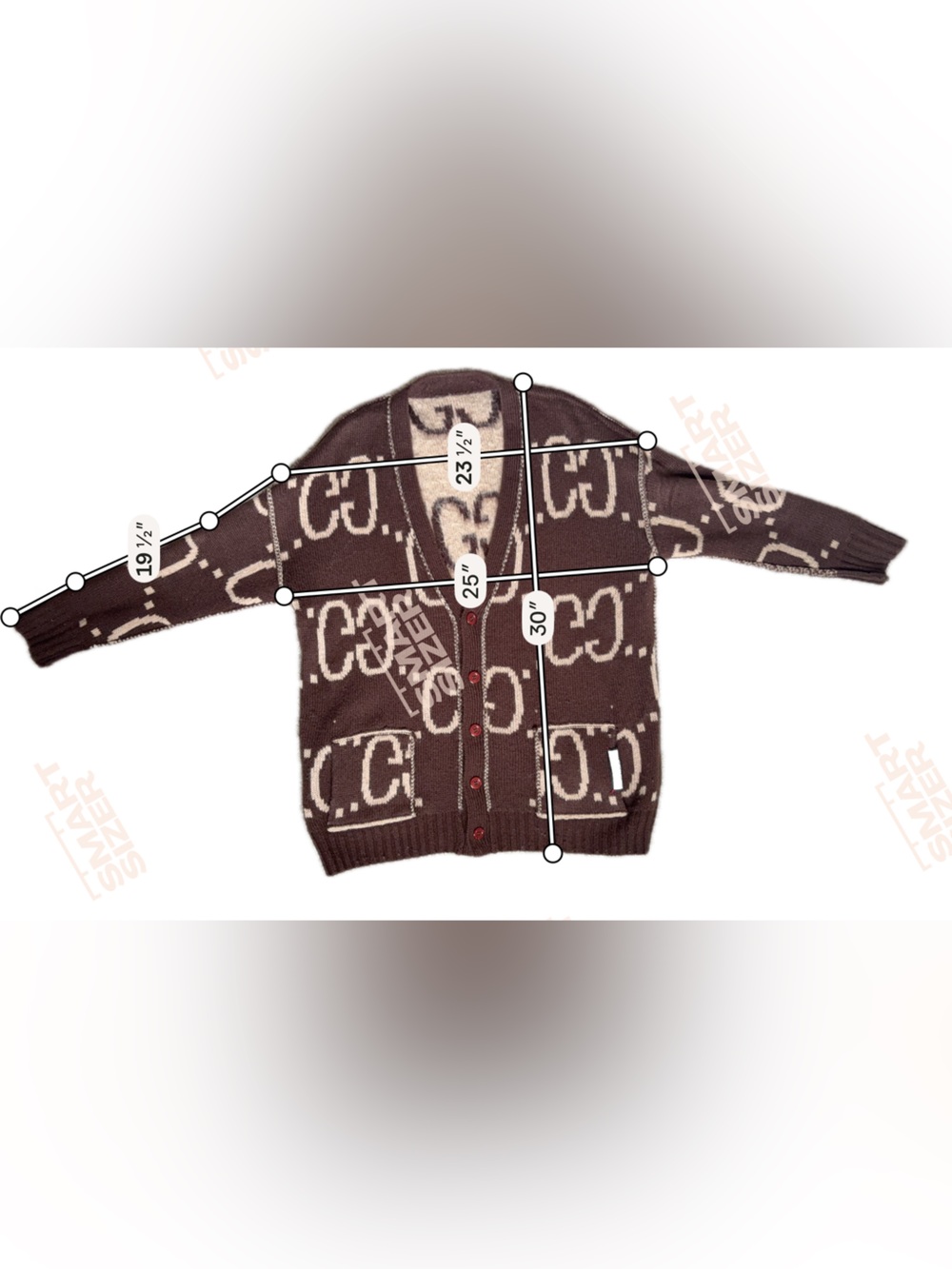 GG Monogram Women's Reversible 2 Sided Cardigan - Tan & Brown - Size Medium - Picture 12 of 12